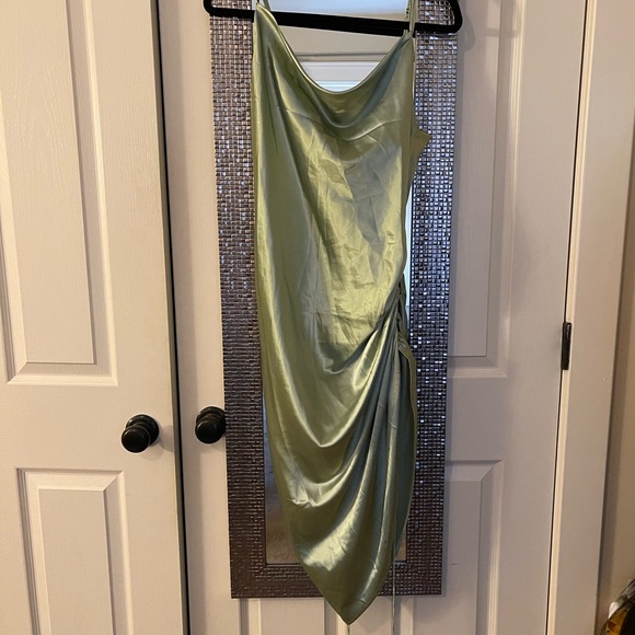 Sage Silk Dress - Picture 2 of 10